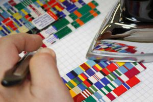 Ironing a rack of military ribbons
